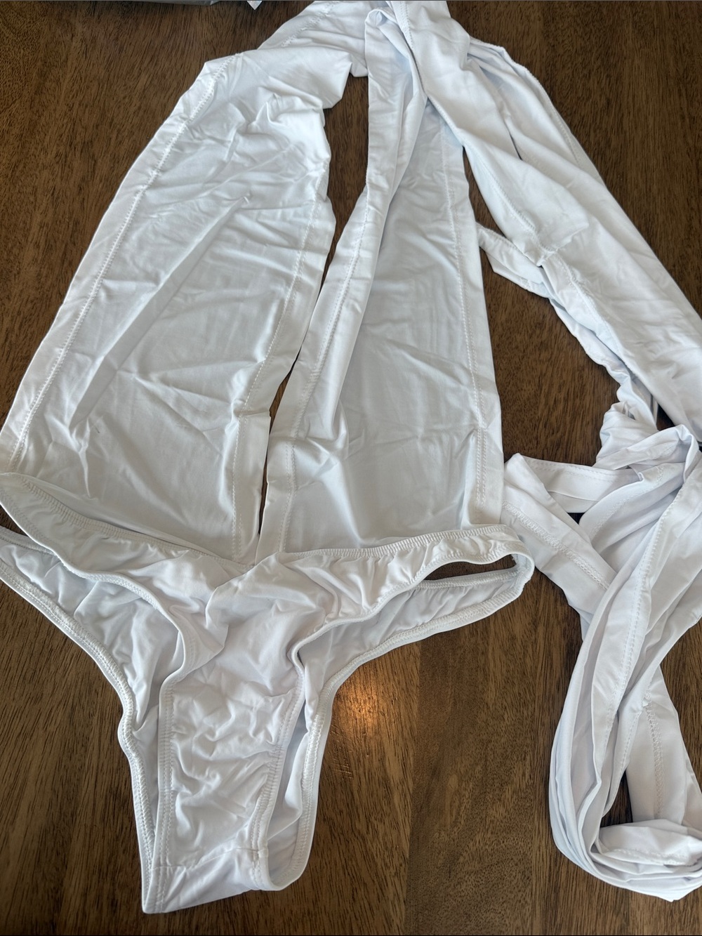 Women's White Plunge One-Piece Swimsuit